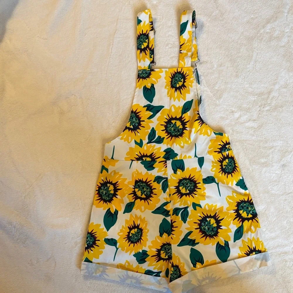 Sunflower Print Women's Jumpsuit - Picture 2 of 3
